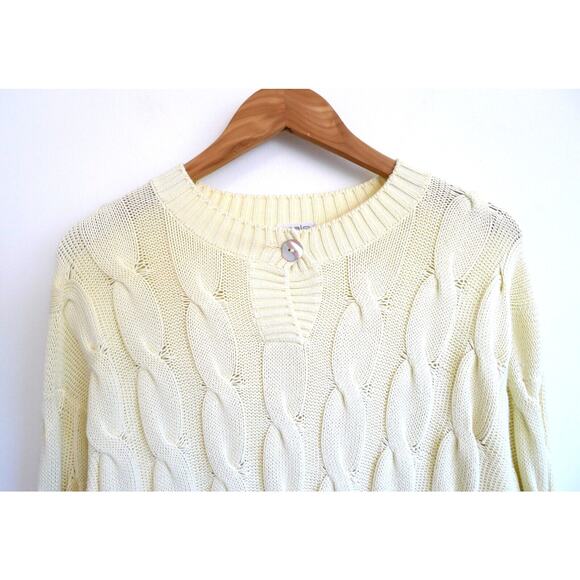 MALO Cotton Cable Knit Fisherman Pullover Sweater Italy YOOX Farfetch 44 M $770 - Picture 2 of 9